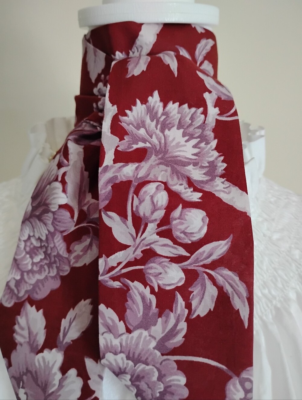Liberty Art Fabric Tana Lawn Skinny Scarf Regency Trail Burgundy Pink Floral